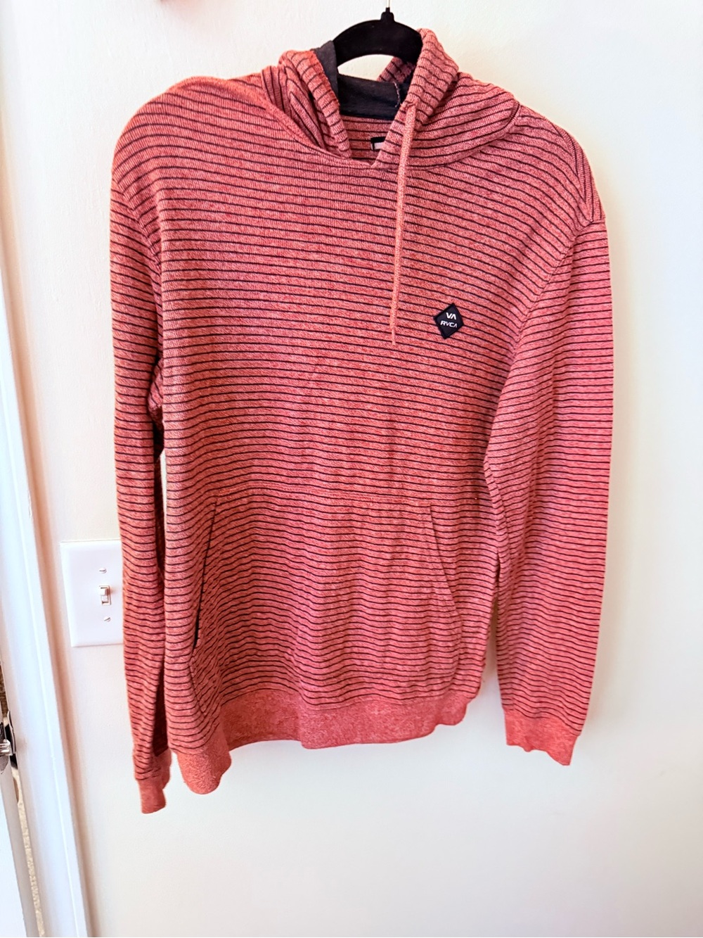 RVCA Coral and Black Striped Knit Top